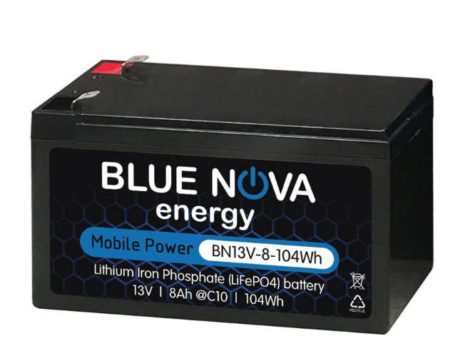 BlueNova Lithium Iron Phosphate 13V Battery 8Ah