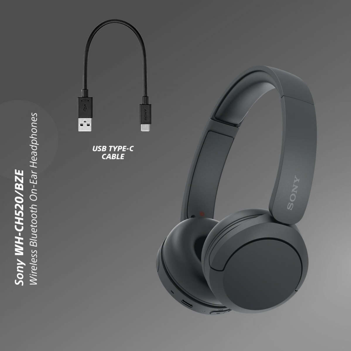 Sony WH-CH520 Wireless Bluetooth On-Ear Headphones - Black