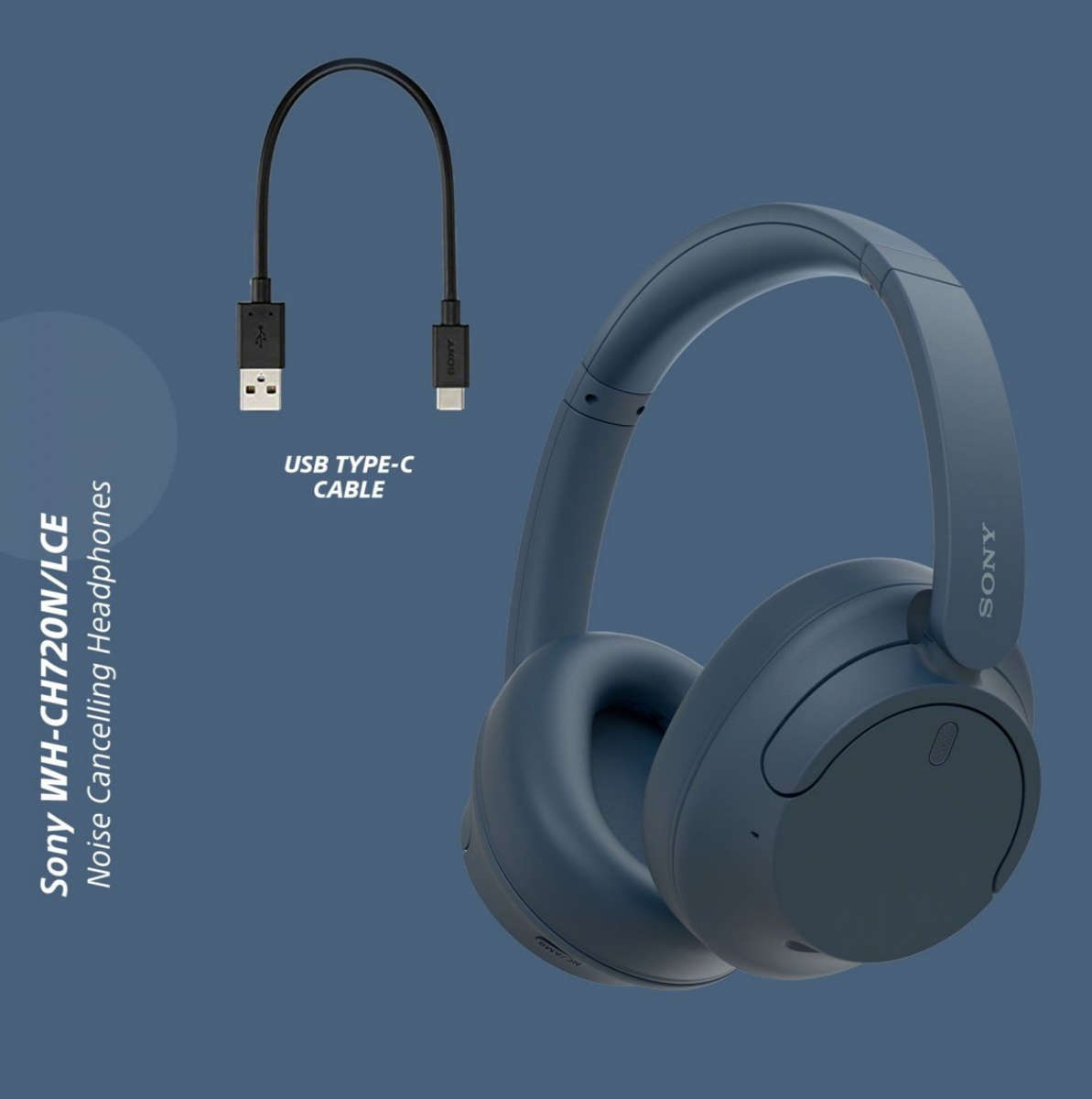 Sony WH-CH720 Noise Cancelling Over-Ear Headphones - Blue