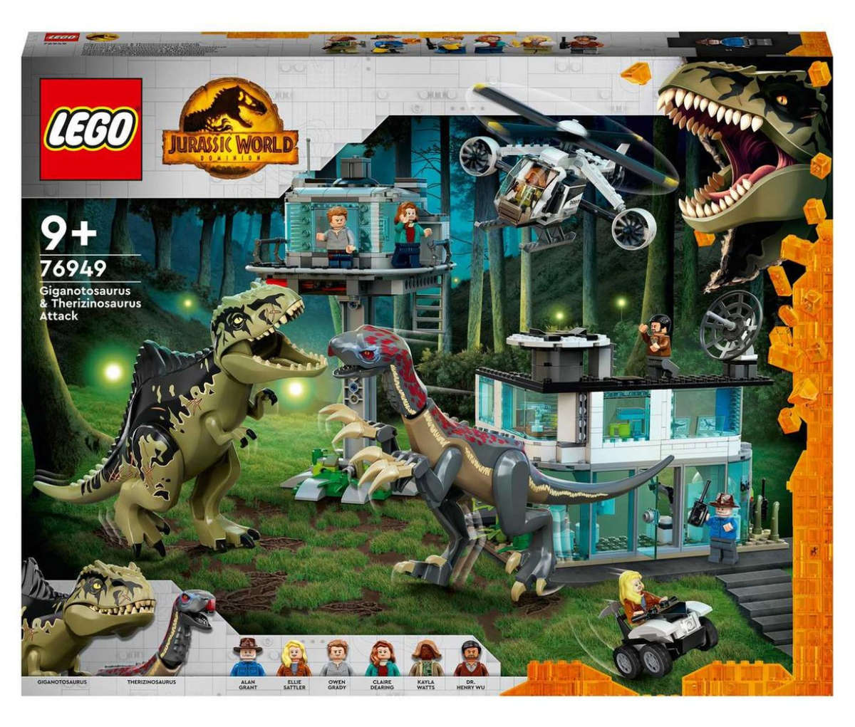 LEGO® Jurassic World Giganotosaurus & Therizinosaurus Attack 76949 Building Toy Cars (658 Pieces)