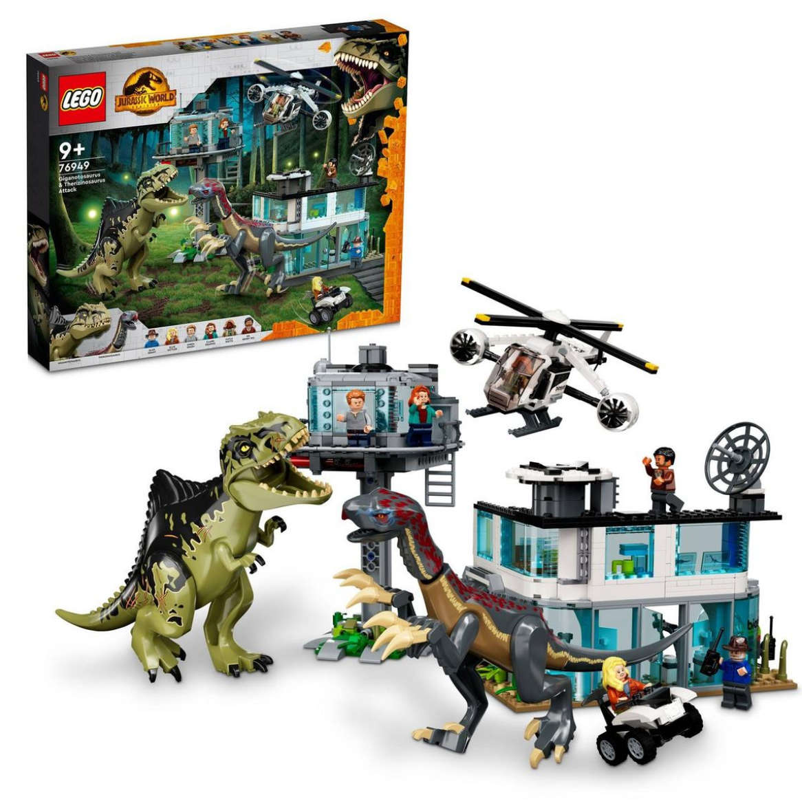 LEGO® Jurassic World Giganotosaurus & Therizinosaurus Attack 76949 Building Toy Cars (658 Pieces)