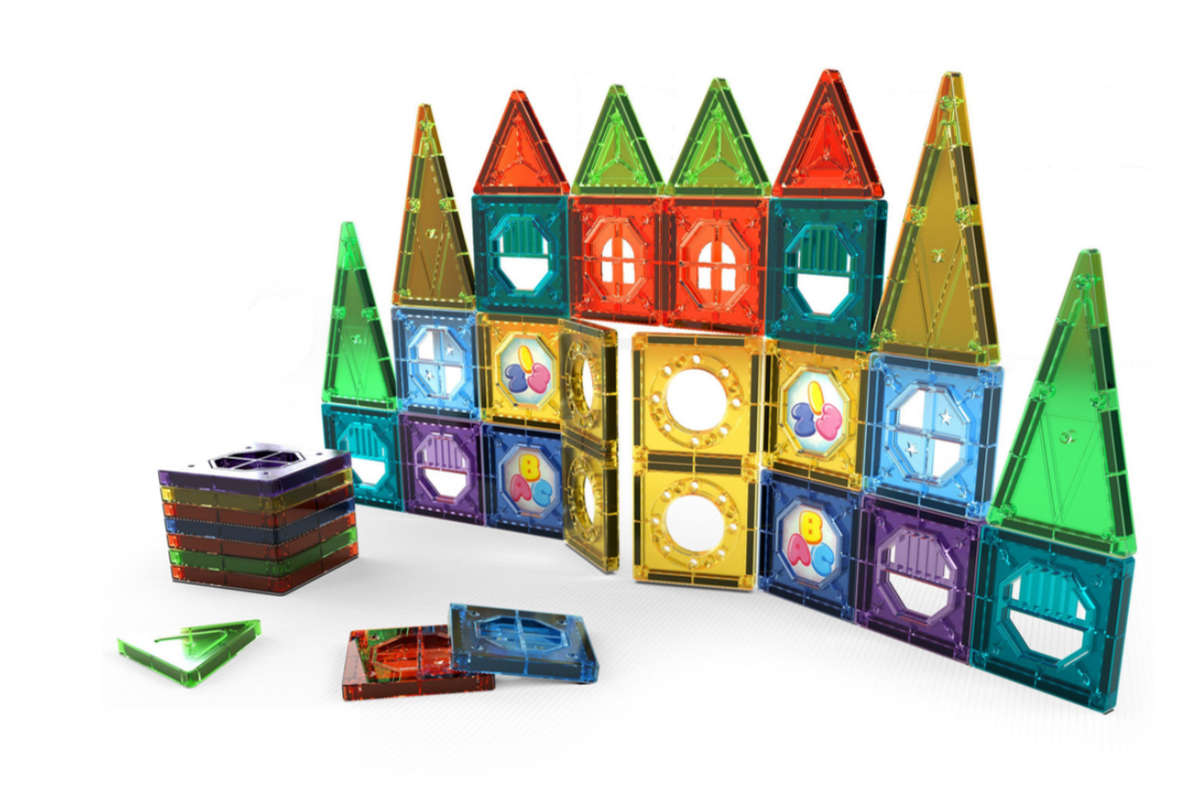 Edu-Matic 56 Piece Magnetic Tiles Building Set
