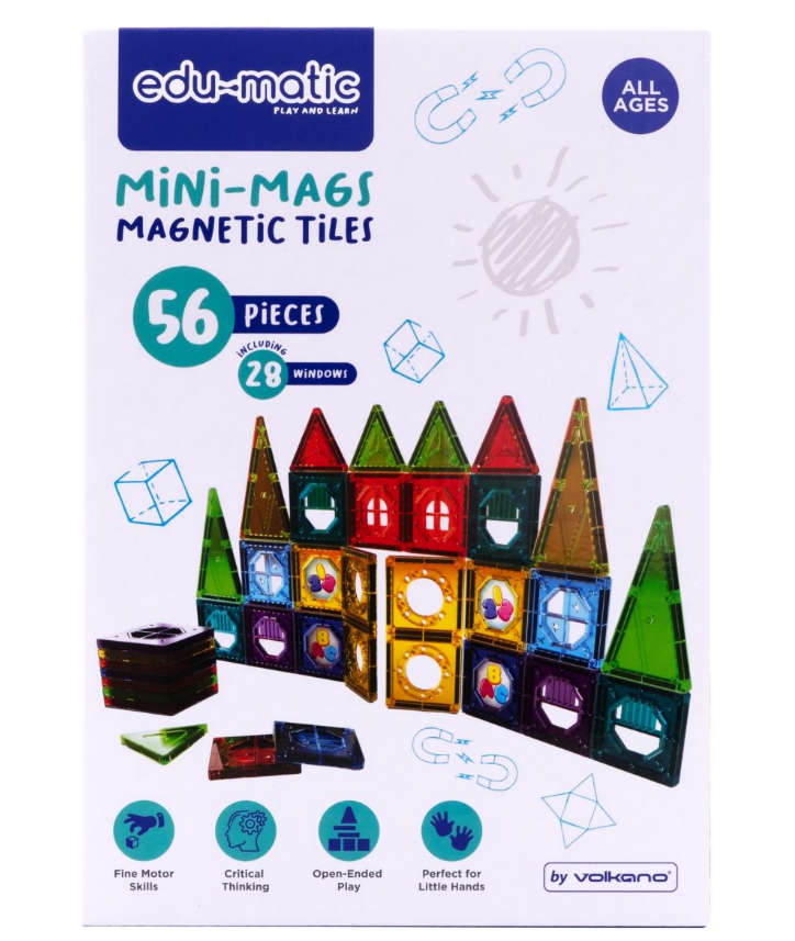 Edu-Matic 56 Piece Magnetic Tiles Building Set