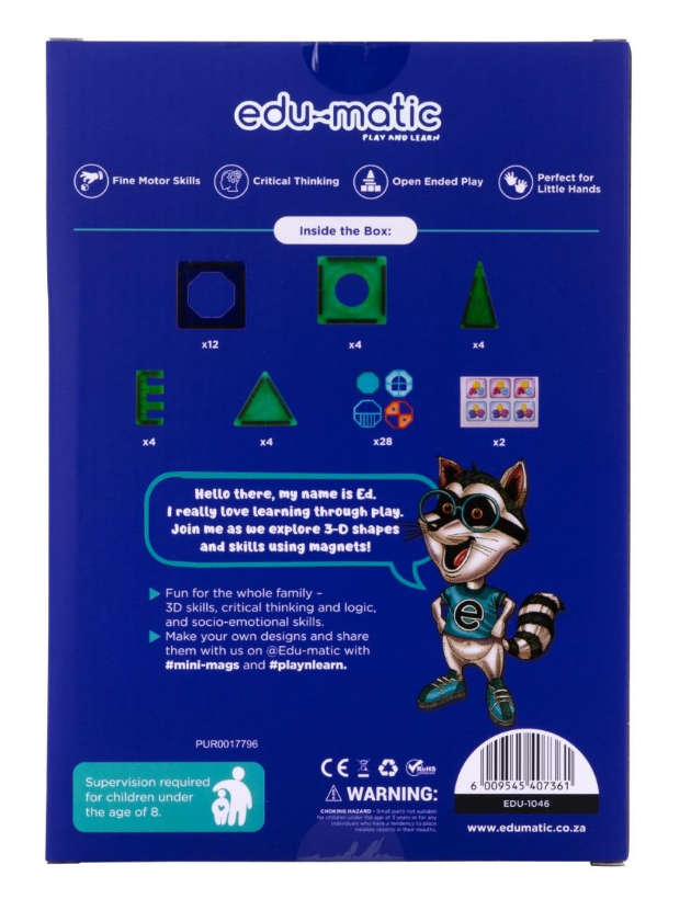 Edu-Matic 56 Piece Magnetic Tiles Building Set