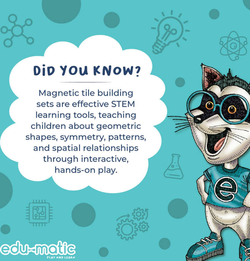 Edu-Matic 56 Piece Magnetic Tiles Building Set