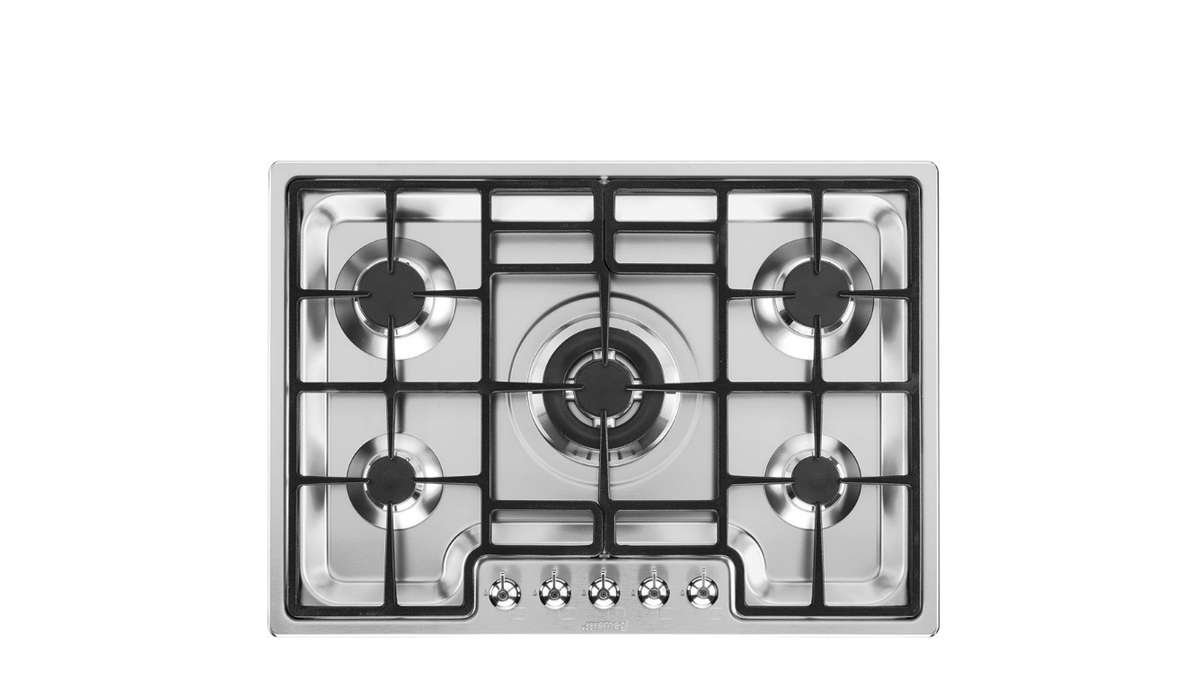 Smeg 70cm Ultra-low Profile Stainless Steel 5 Burner Gas Hob - PGF75SA