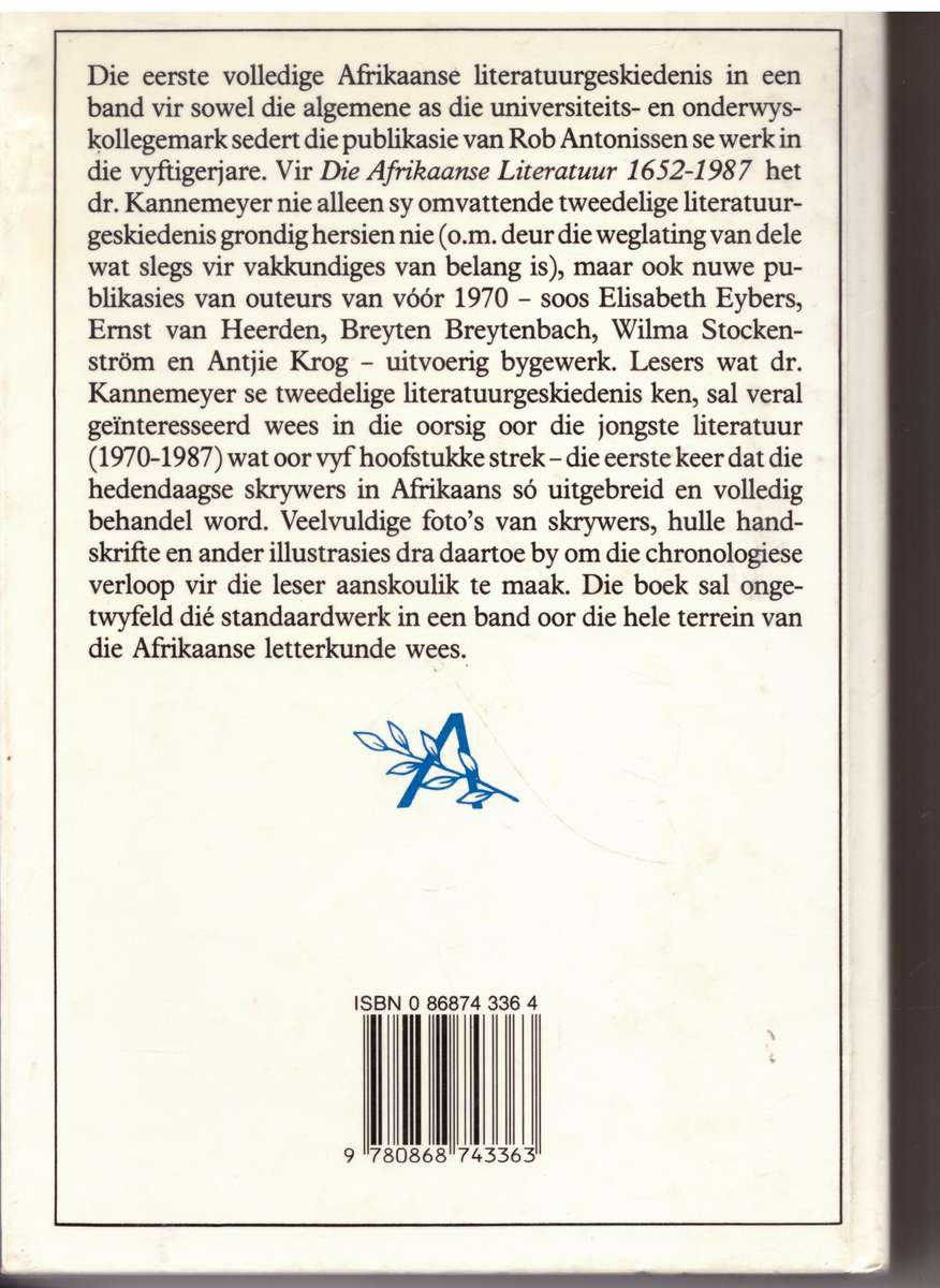 Die Afrikaanse literatuur, 1652-1987 -- J. C. Kannemeyer