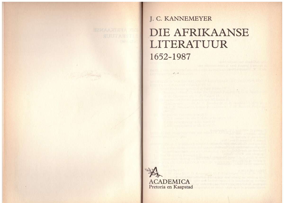 Die Afrikaanse literatuur, 1652-1987 -- J. C. Kannemeyer