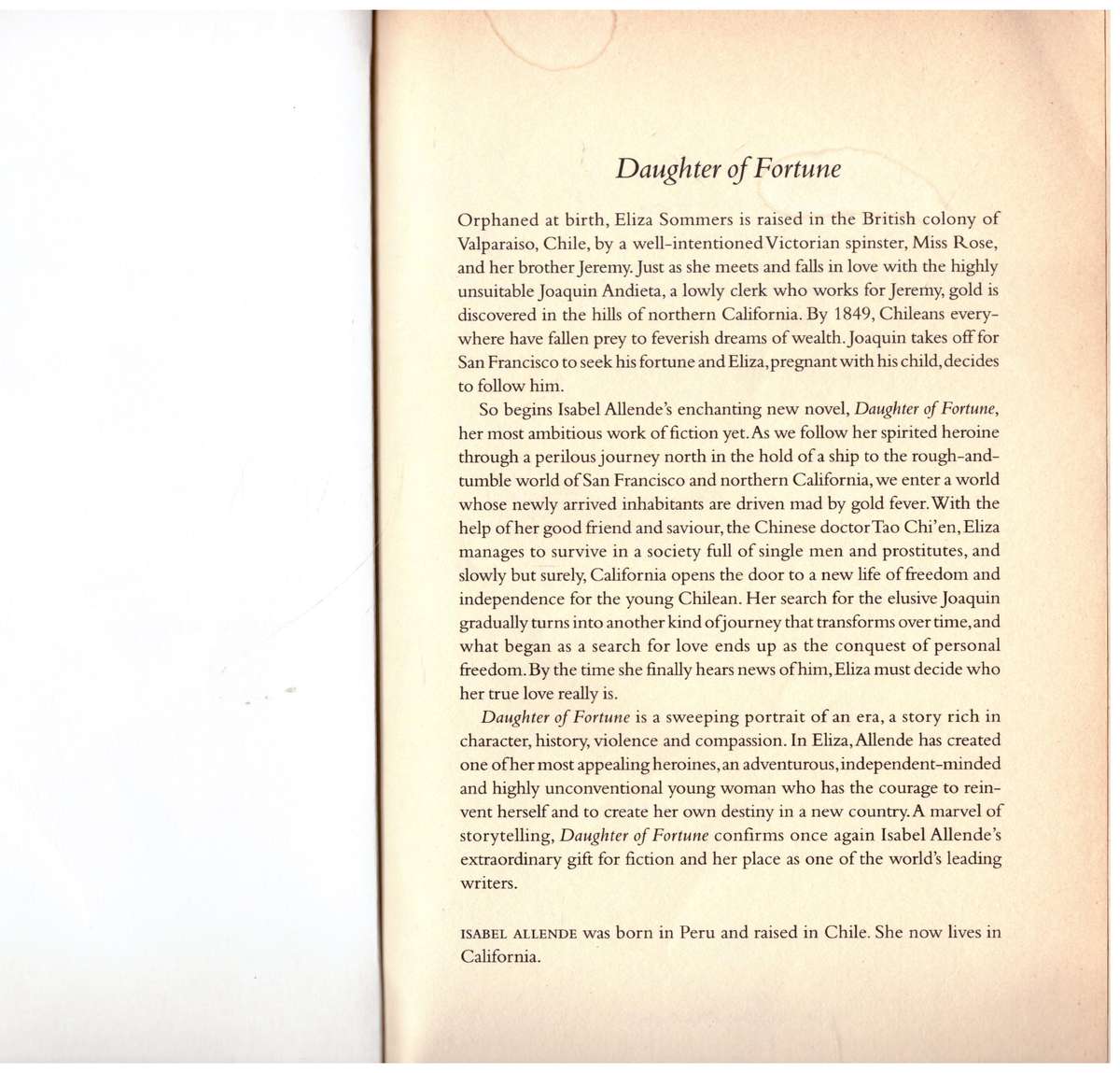 Daughter of Fortune: A Novel -- Isabel Allende