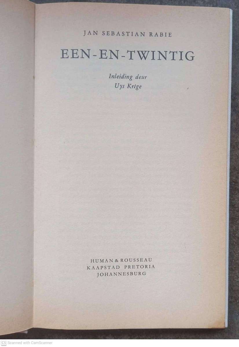 Een-en-twintig -- Jan Sebastian Rabie