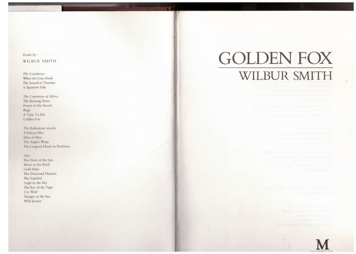 Golden Fox -- Wilbur Smith
