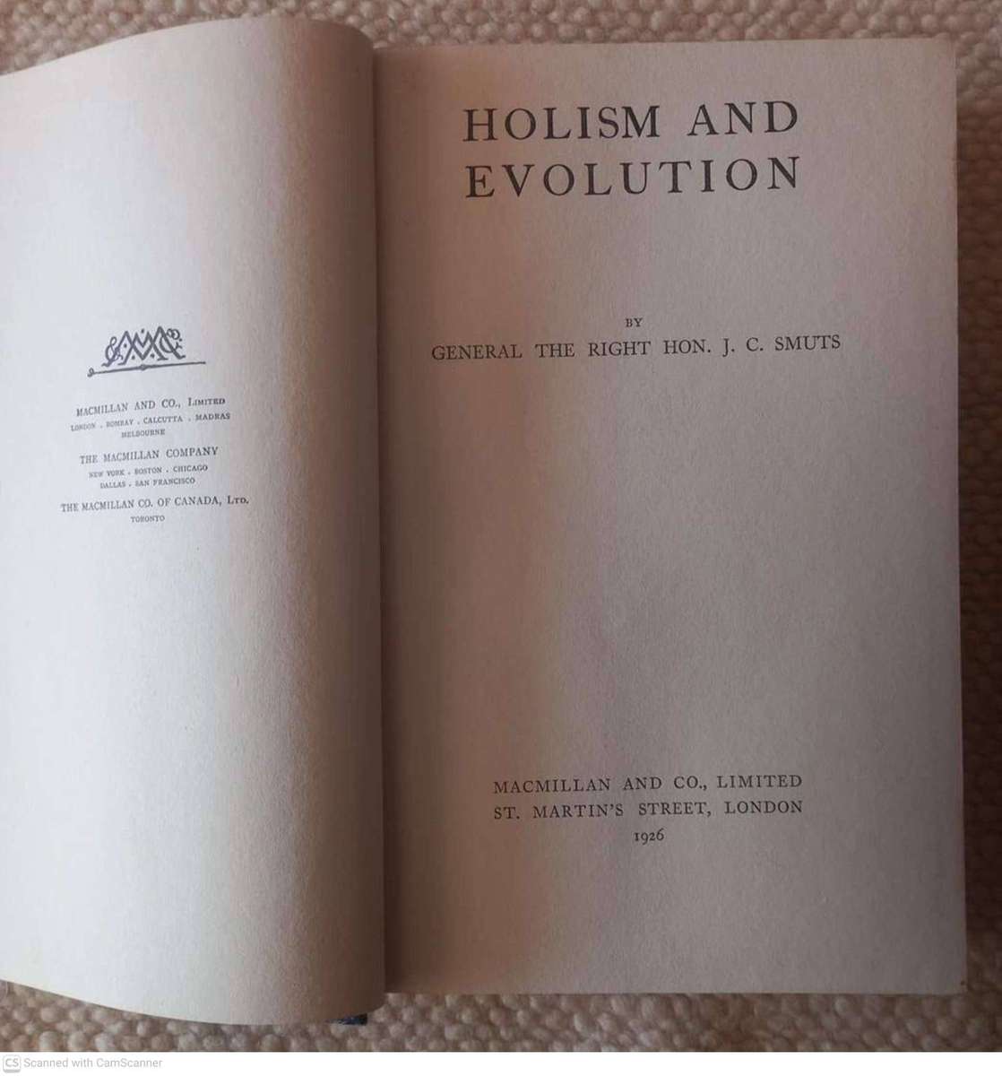 Holism and Evolution -- J. C. Smuts