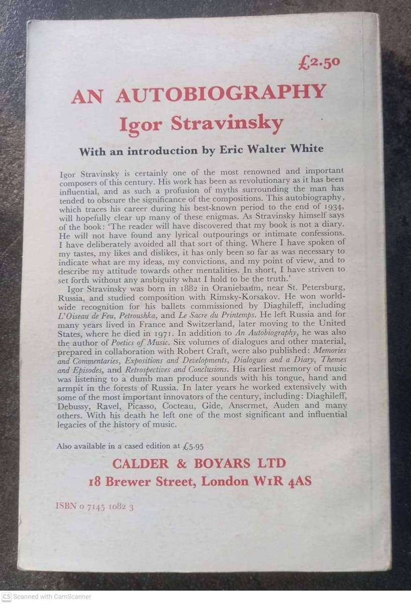Igor Stravinsky, an Autobiography