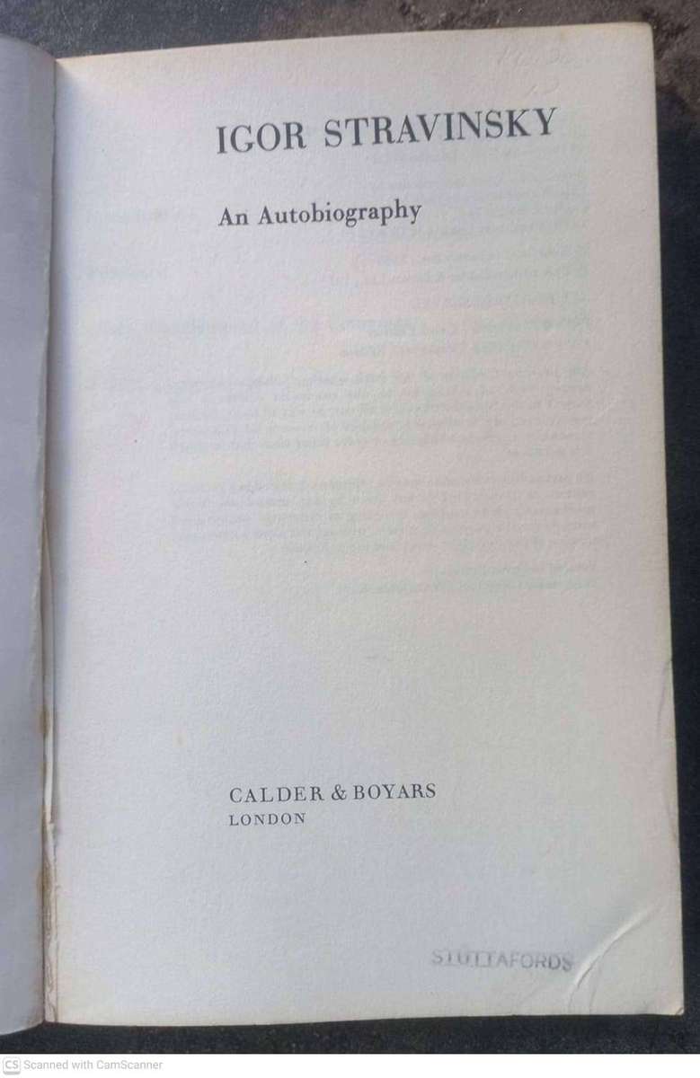 Igor Stravinsky, an Autobiography