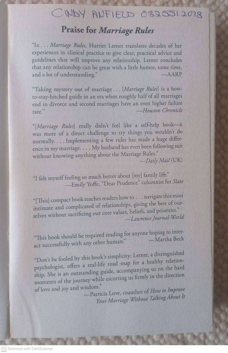 Marriage Rules: A Manual for the Married and the Coupled Up -- Harriet Lerner