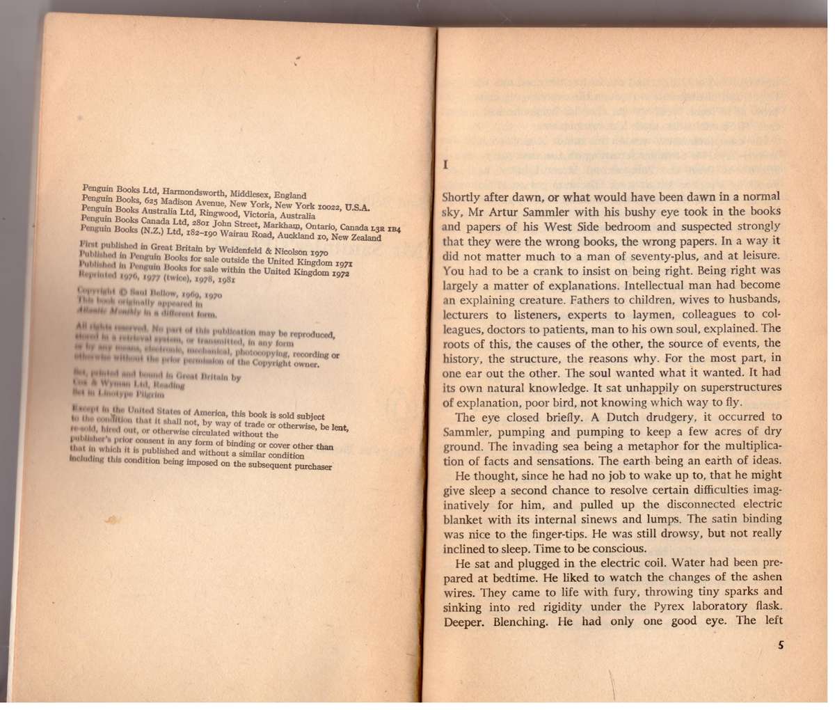 Mr Sammler's Planet -- Saul Bellow