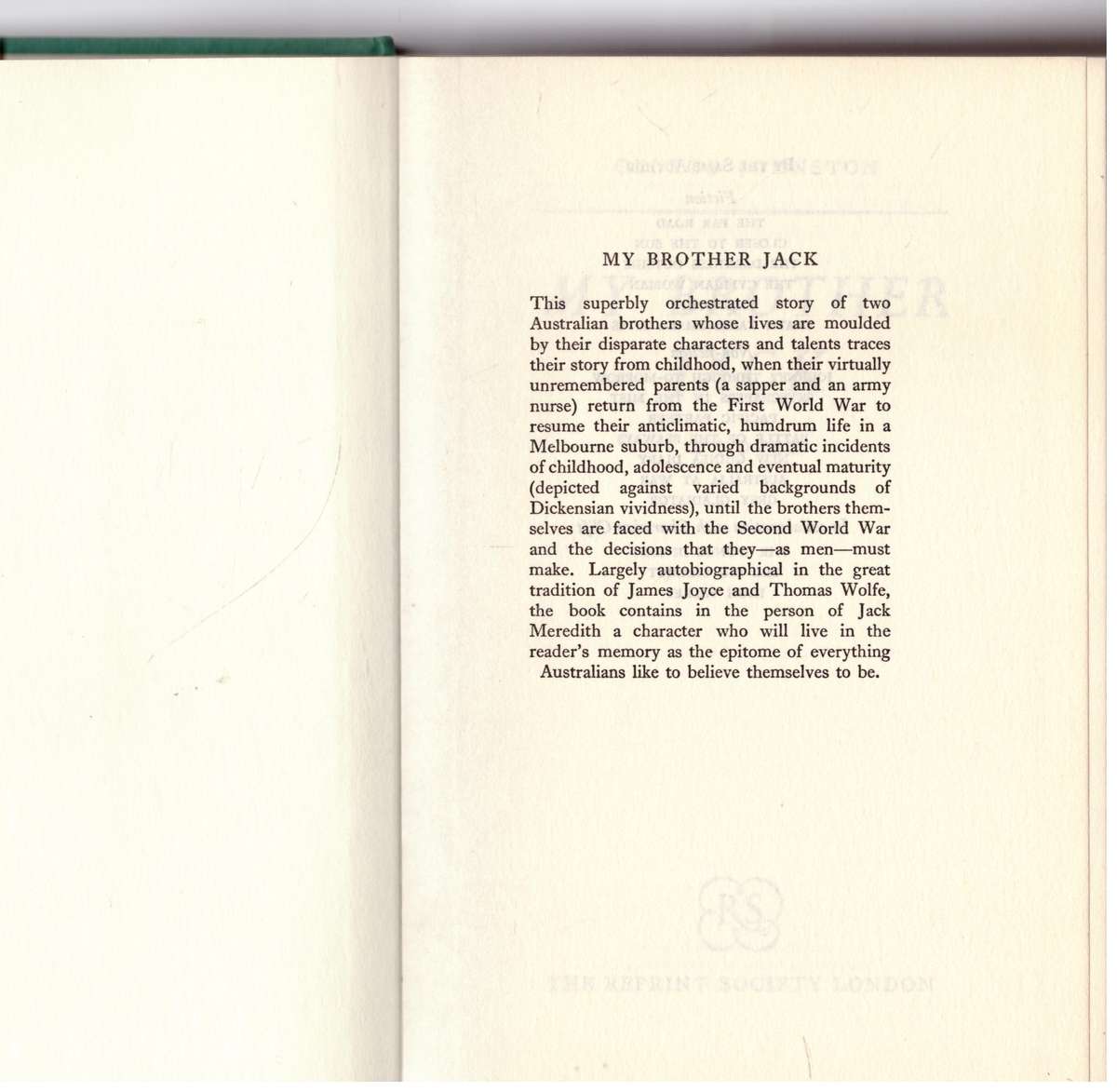 My Brother Jack  --  George Johnston