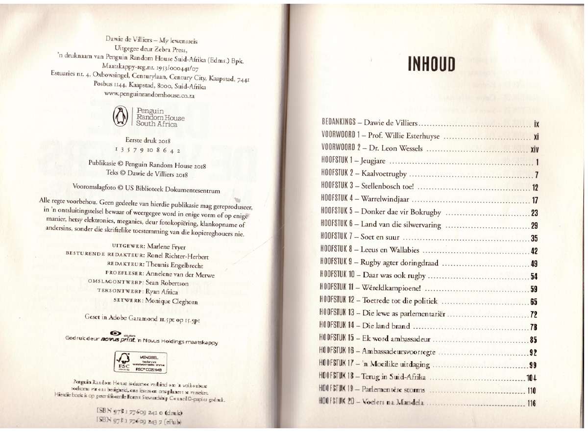 My lewensreis: Springbok, politikus, diplomaat -- Dawie De Villiers, Chris Schoeman