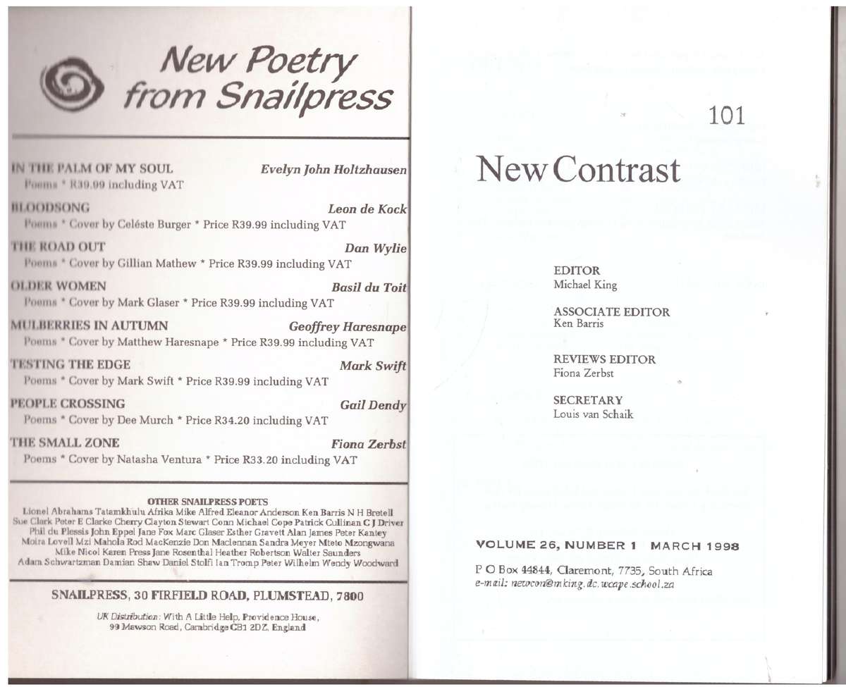 New Contrast 101 - Volume 26, Number 1, March 1998