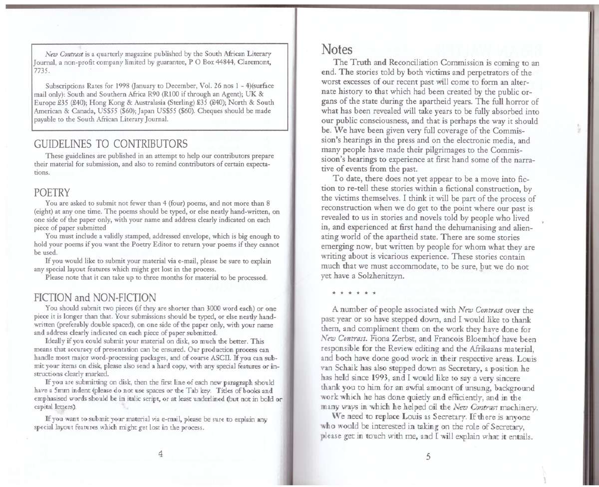 New Contrast 101 - Volume 26, Number 1, March 1998