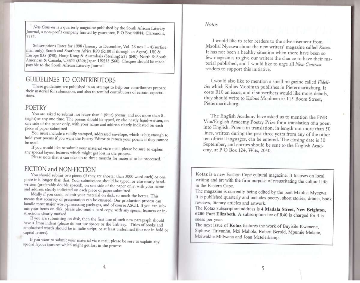 New Contrast 102 - Volume 26, Number 2, June 1998