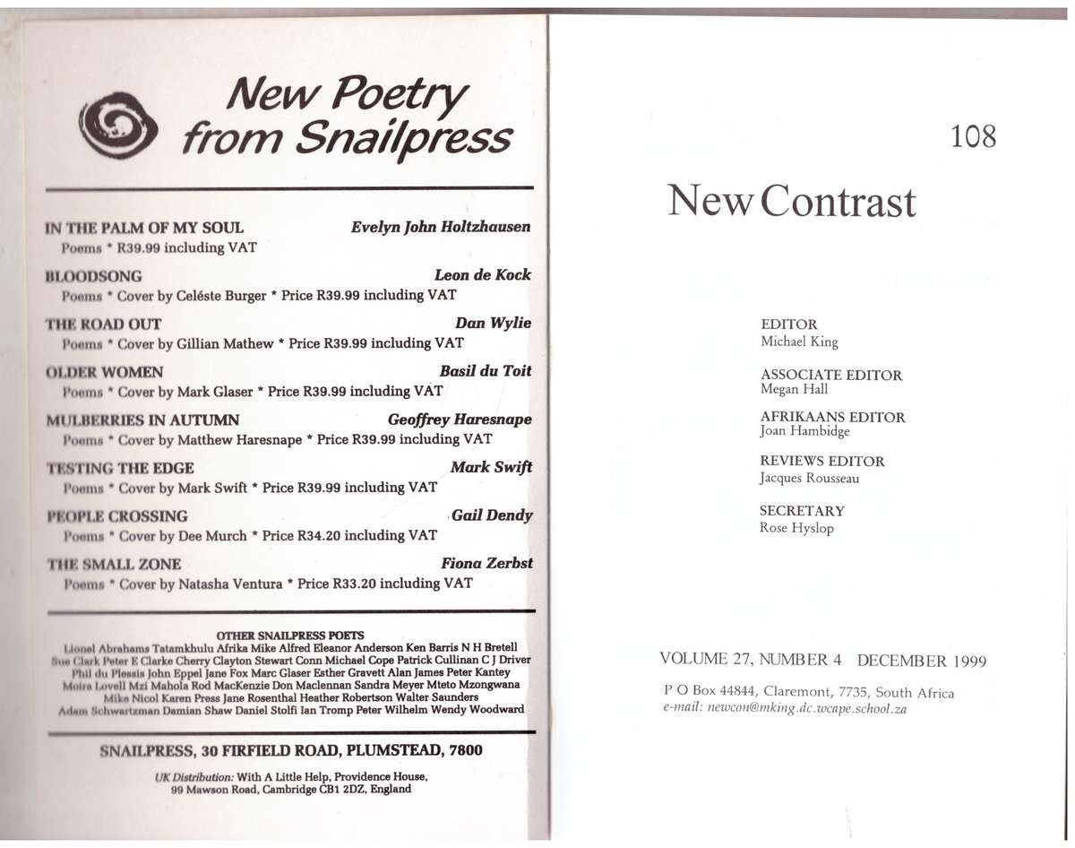 New Contrast 108 - Volume 27, Number 4, Desember 1999