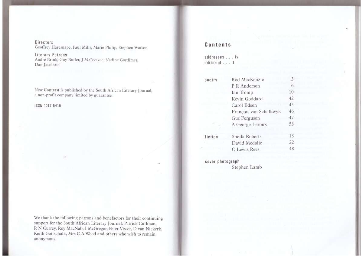 New Contrast 109 - Volume 28, Number 1, Summer 2000