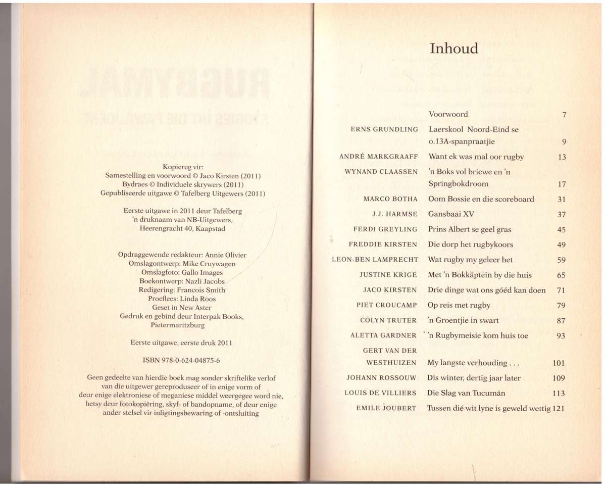 Rugbymal: stories uit die pawiljoene  Jaco Kirsten