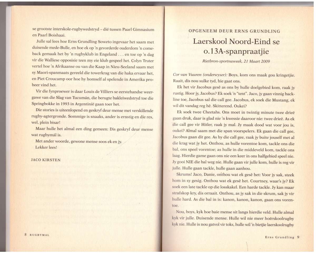 Rugbymal: stories uit die pawiljoene  Jaco Kirsten