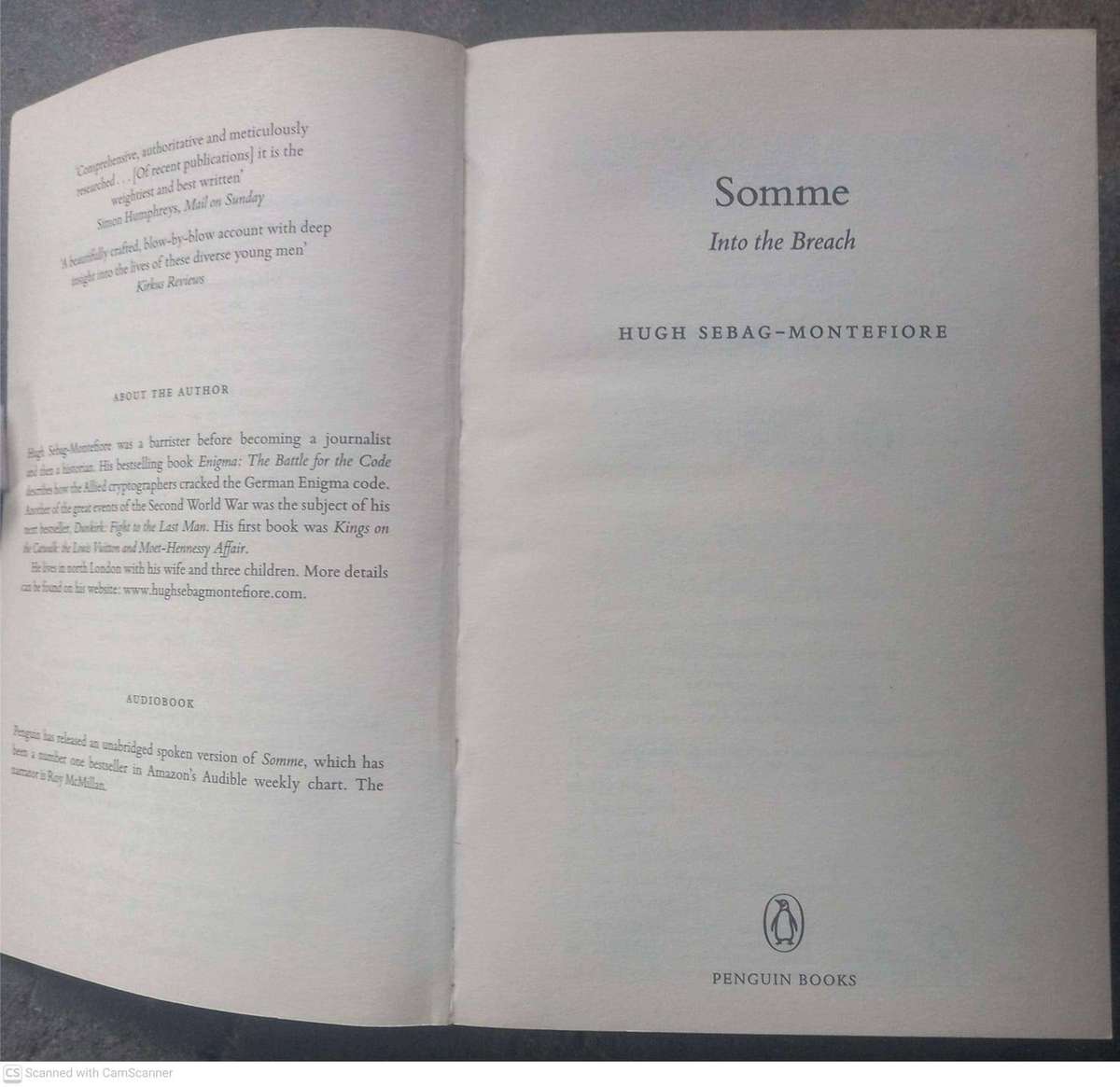 Somme: Into the Breach -- Hugh Sebag-Montefiore