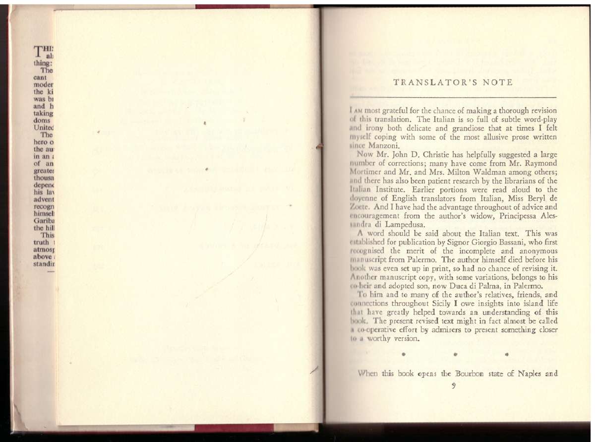 The Leopard -- Giuseppe di Lampedusa