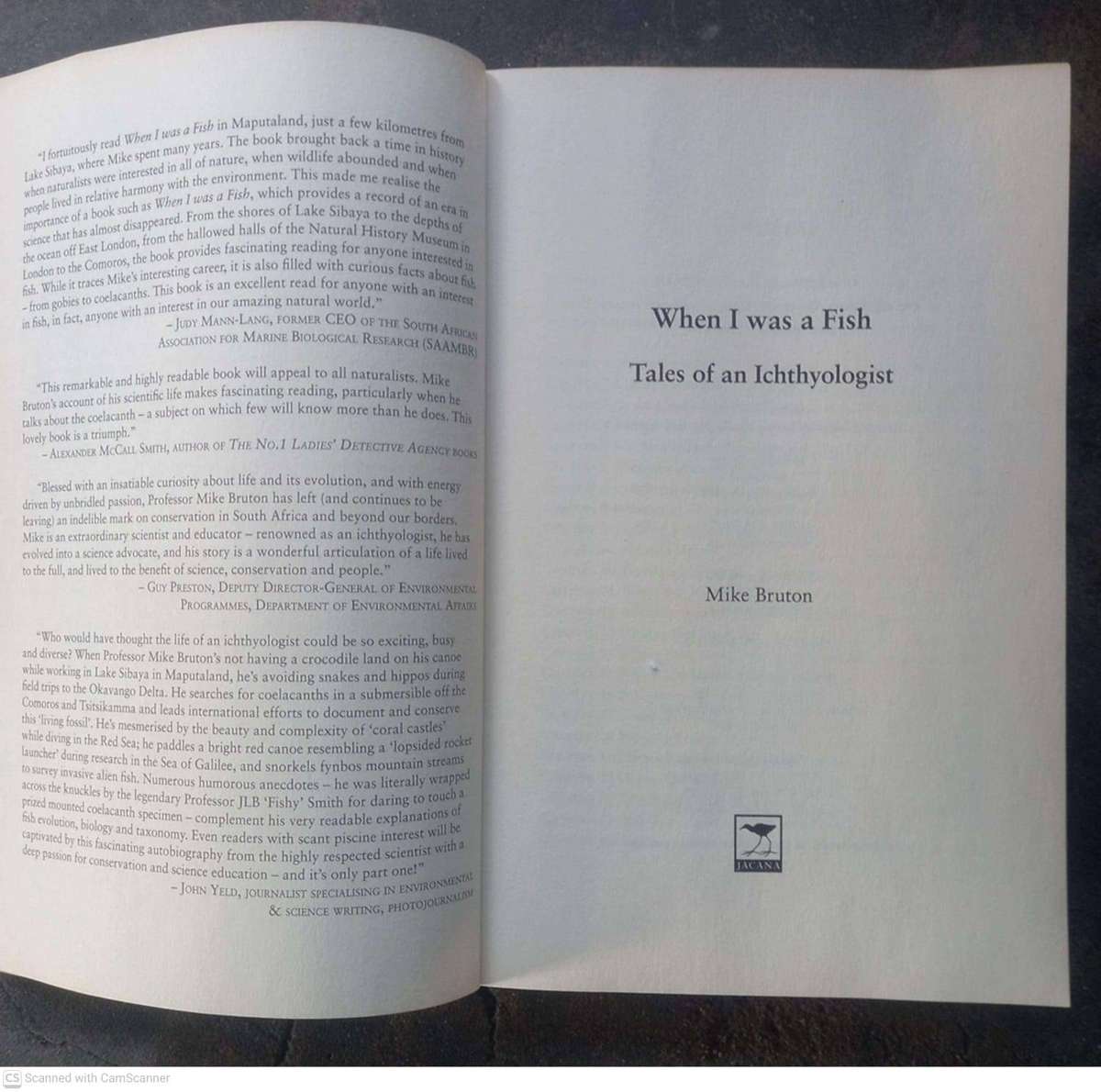 When I Was a Fish: Tales of an Ichthyologist. -- Mike Bruton