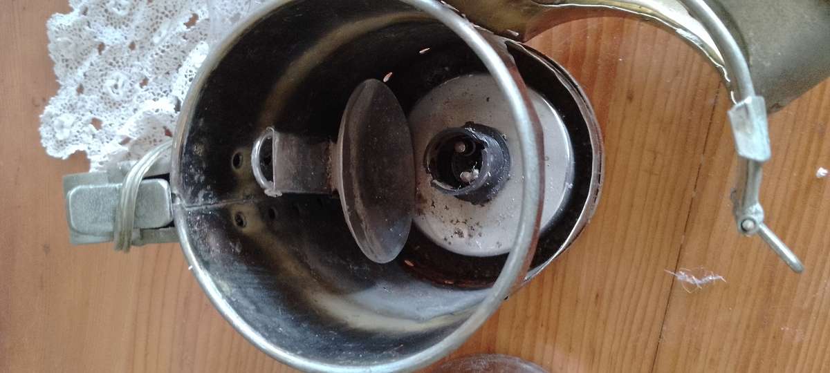 An antique shunters lamp electrified