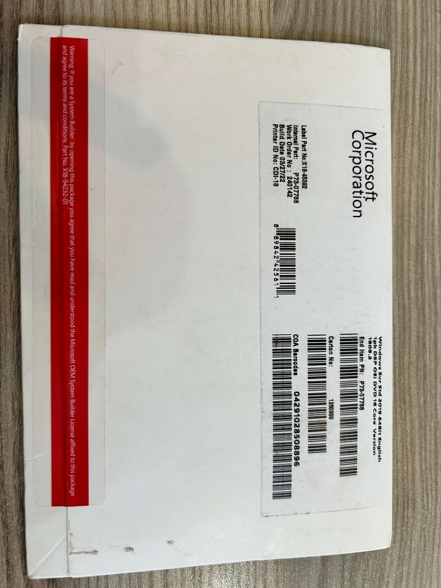 Windows Server 2019 Standard Edition 16 core - New & Sealed operating system