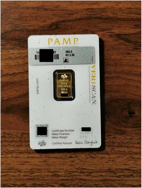 2.5 gram 24kt .999 Fine Gold Bullion Bar - Pamp - Country of Origin UAE (Assay and Certified)