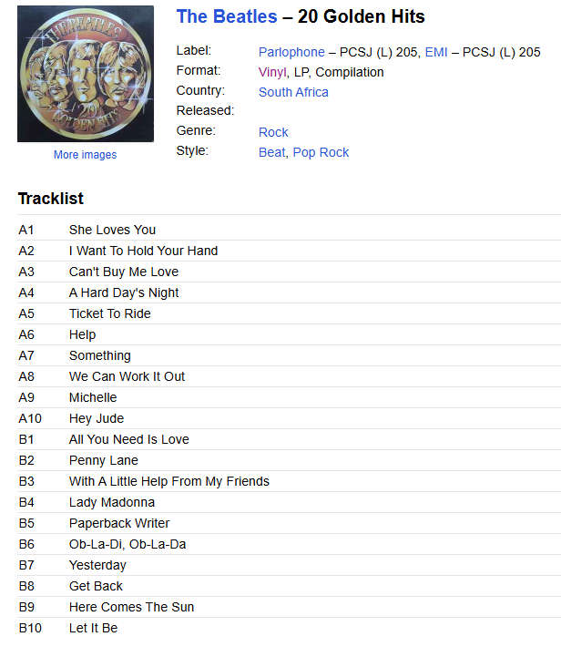 The Beatles - One Gold Penny - 20 Greatest Hits - Vinyl