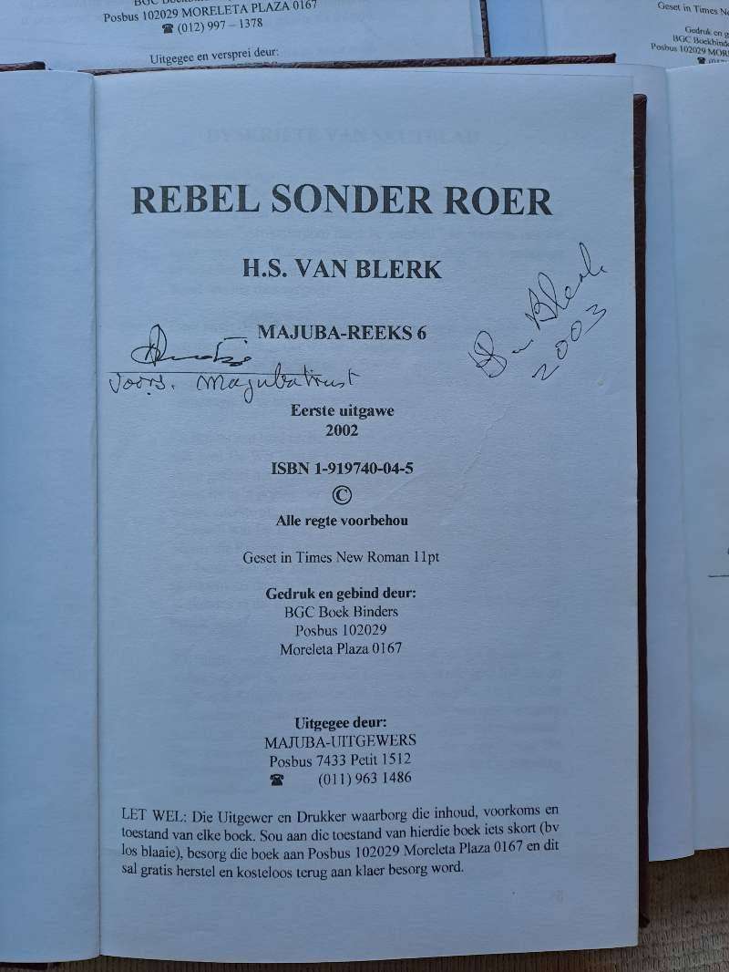 Set of 5 HS van Blerk Books - Signed Editions, South African Literature