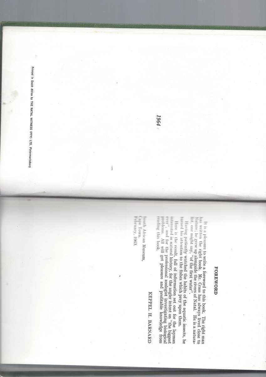 Freshwater Fishes of Natal - R.S. Crass 1964 addition printed by The Natal Witness (Pty)LTD