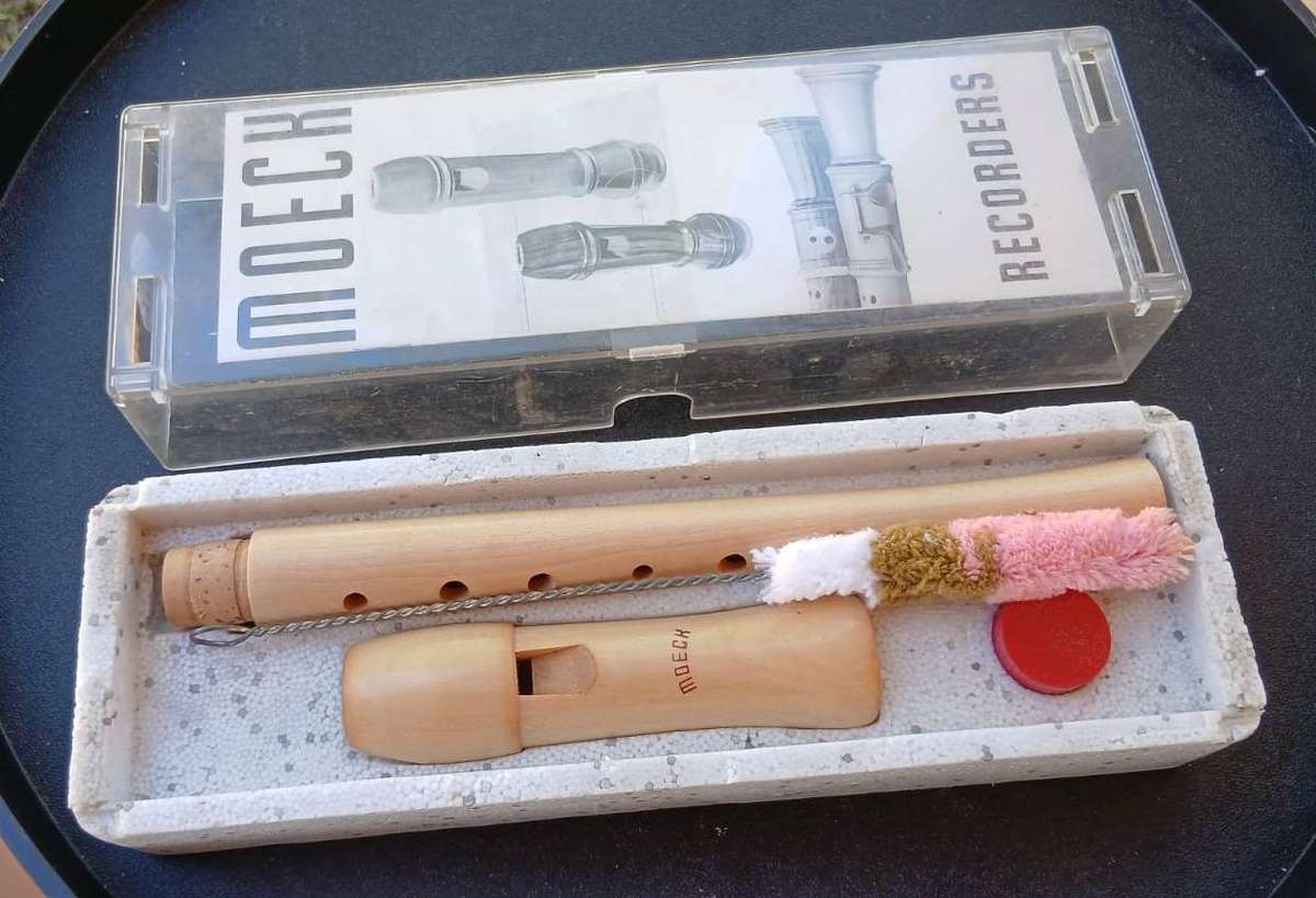 Vintage MOECK Barock Wooden Recorder Flute Complete German Set with Case