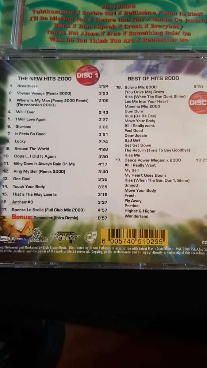 4 x CD Combo -100%hits of 97 + 100%dance no3 +Hits 2000 + New Hits 1998