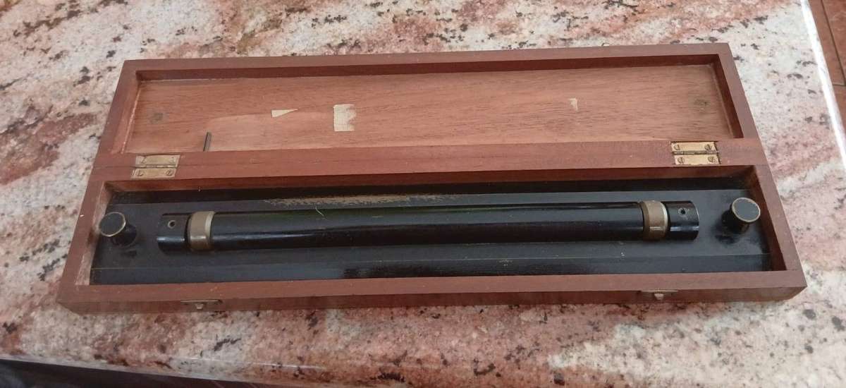 Vintage Parallel Straightedge Drafting Instrument in Wooden Case