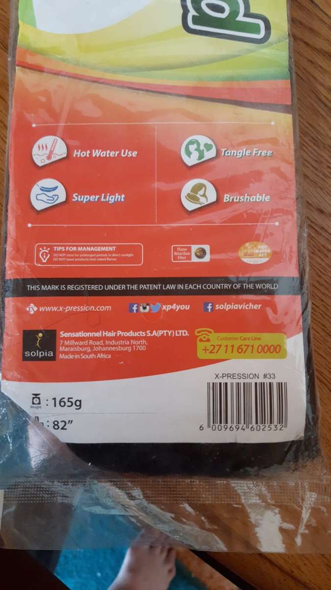 X-Pression Ultra Braid 1 82" made with 100% Kanekalon Fiber X-pression Ultra Braid, a high-quality