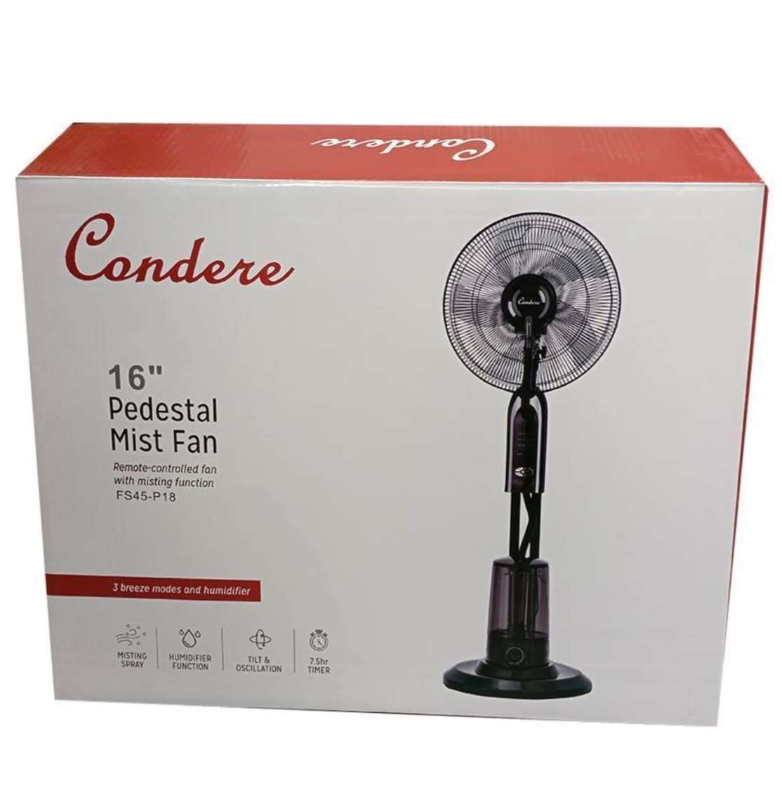 Condere 16" inch 3-SPEED PEDESTAL MIST COOLING FAN