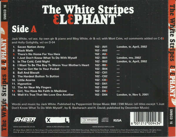 CD - The White Stripes - Elephant - SMBCD 16