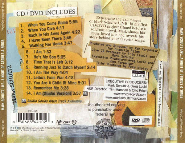 CD - Mark Schultz - Live...A Night Of Stories & Songs (Cd + Dvd)