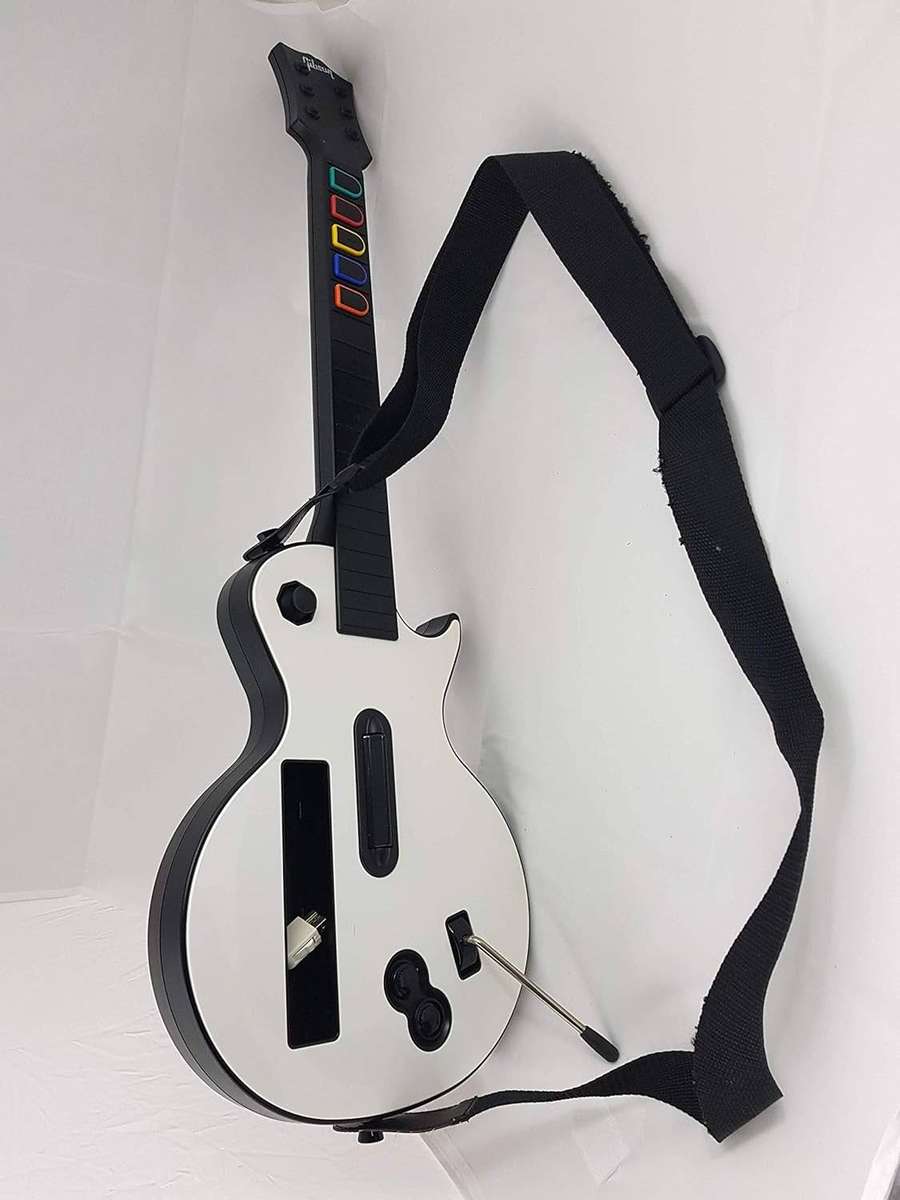 Wii - Nintendo Wii Guitar Hero White Gibson Les Paul Controller With Strap