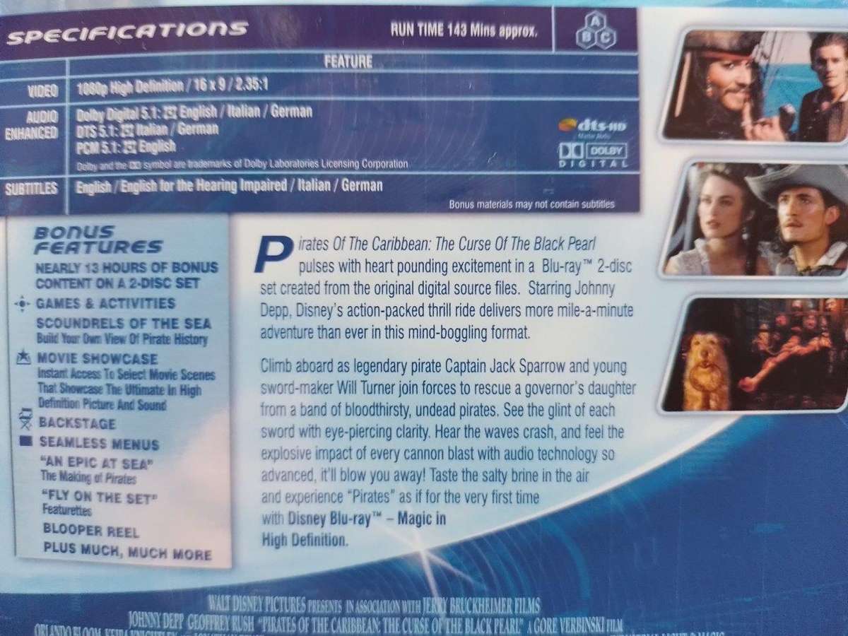 Blu-ray - Pirates of the Caribbean The Curse of The Black Pearl (2 Disc)