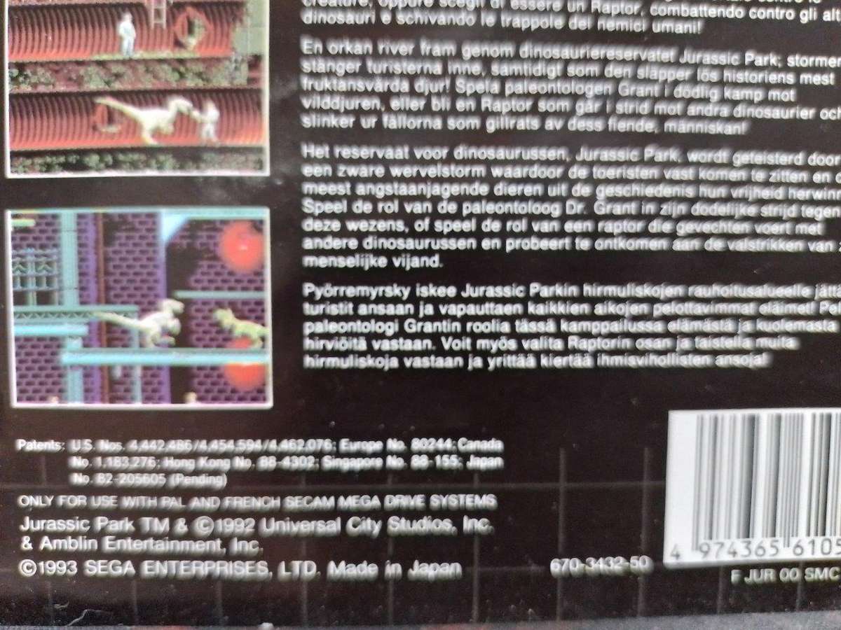 Sega Mega Drive - Jurassic Park