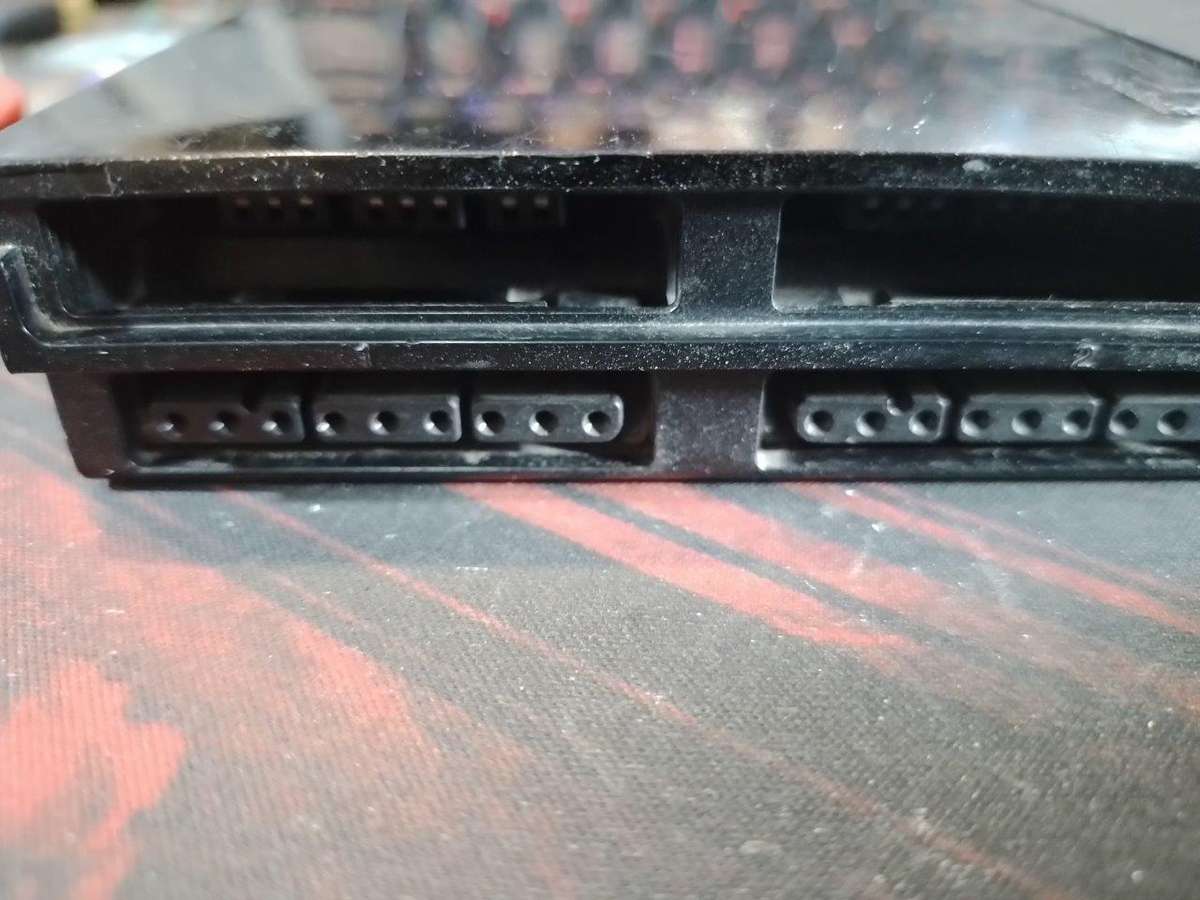 PS2 Black Slim 1 x New Generic Controller, AV Cable & Power Cord. Mem Card Dust Covers Missing