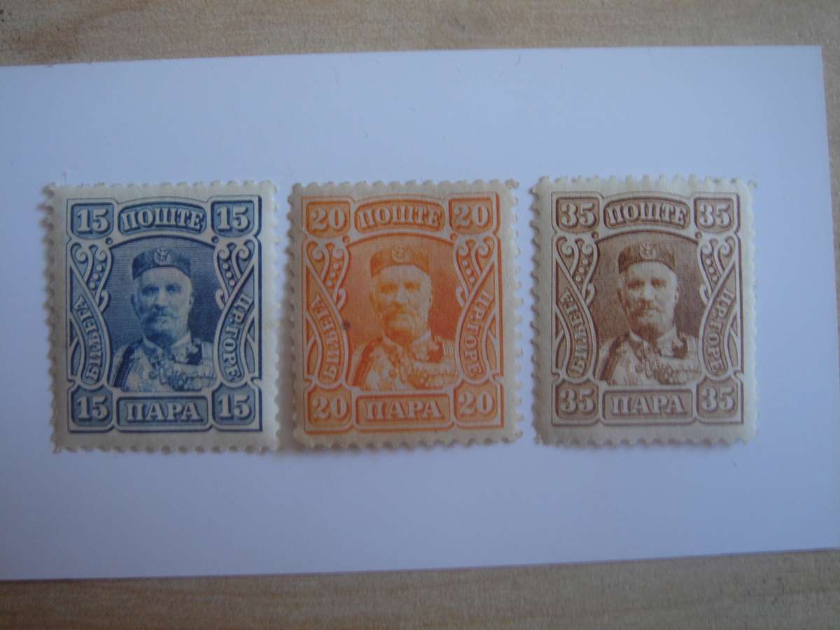 1907 Montenegro - Nicholas I - SG133-134,136 mint, hinged